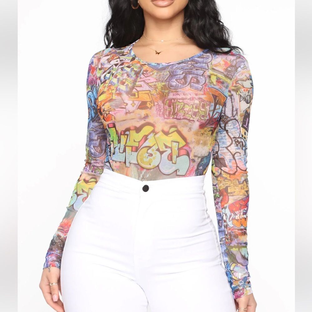 Street Edge Mesh Bodysuit - Multi Color Worn Once - Picture 2 of 7